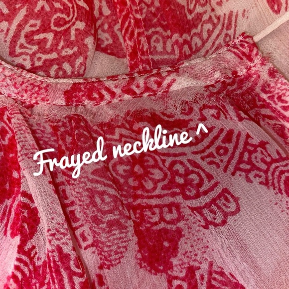 Banana Republic Bohemian Blouse Fuchsia Pink Floral white Size Medium - Picture 5 of 7